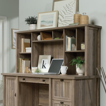 Sauder Costa Home Office Hutch for Desk, Washed Walnut Finish