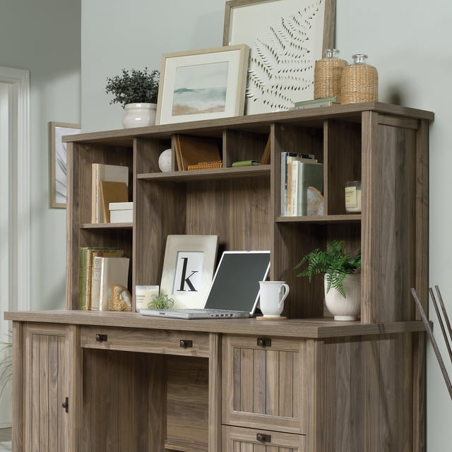Sauder Costa Home Office Hutch for Computer Desk, Washed Walnut Finish ...