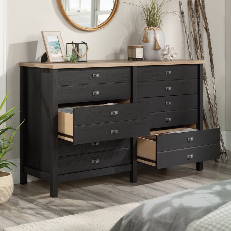 Sauder Cottage Road 6 Drawer Bedroom Dresser Raven Oak Finish