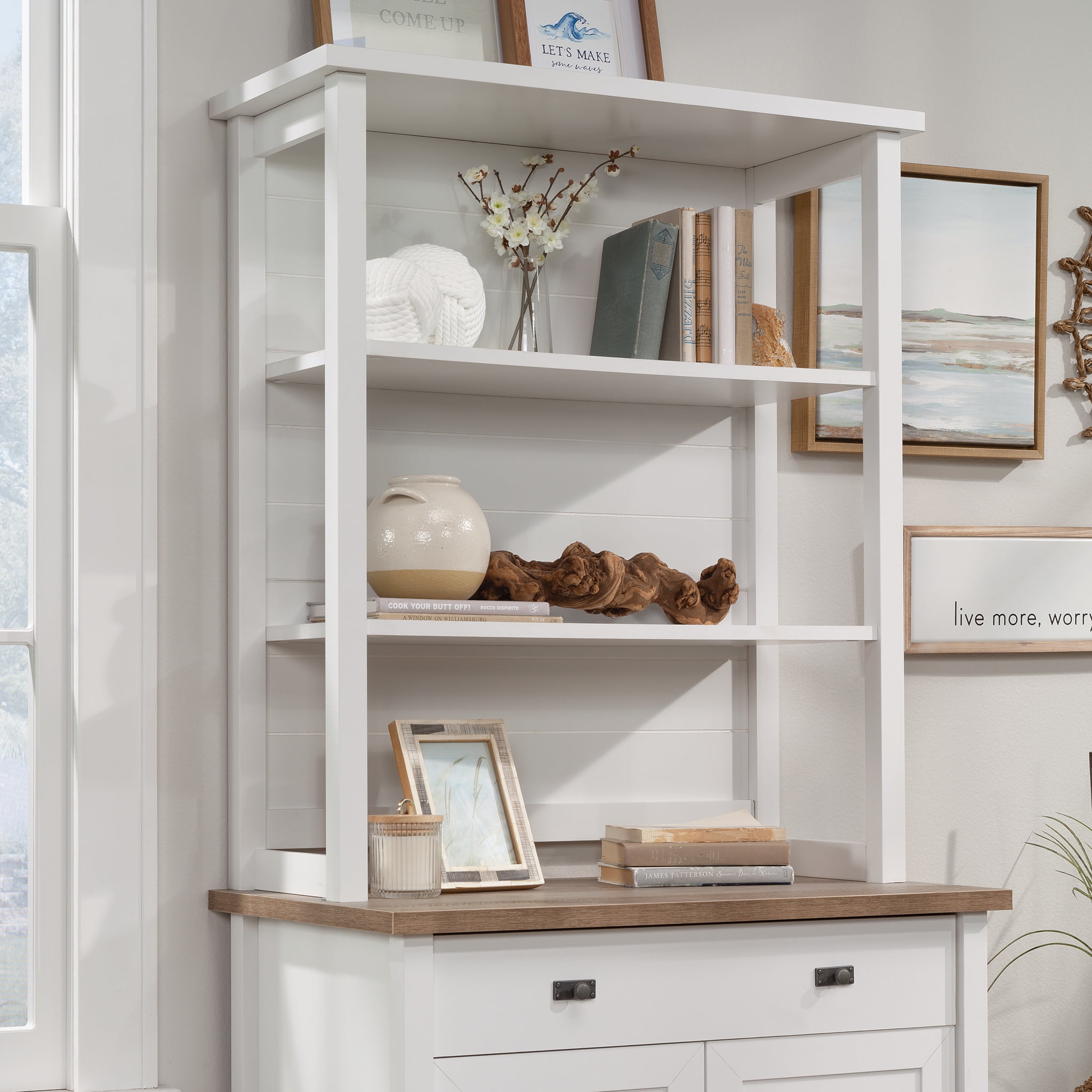 White Adjustable Cottage Road Library Hutch