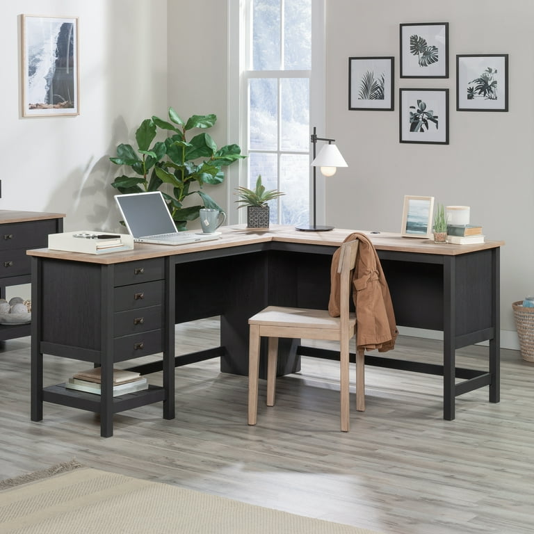 Sauder Cottage Road L Shape Desk Raven Oak Finish