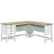 Sauder Cottage Road L-Shaped Desk with Oak Top, Soft White Finish