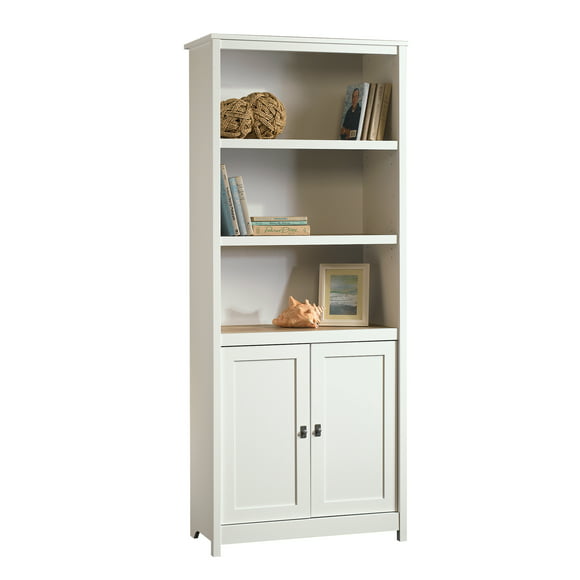 Sauder Cottage Road Library Bookcase with Doors, Soft White Finish