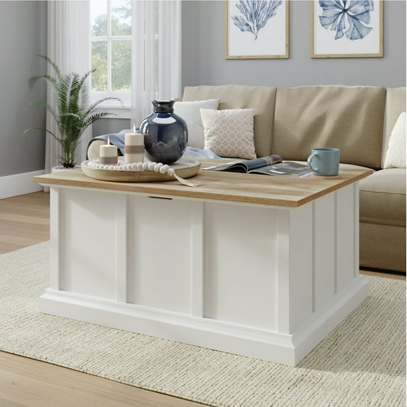 Sauder Cottage Road Modern Farmhouse Coffee Table in White, White Finish