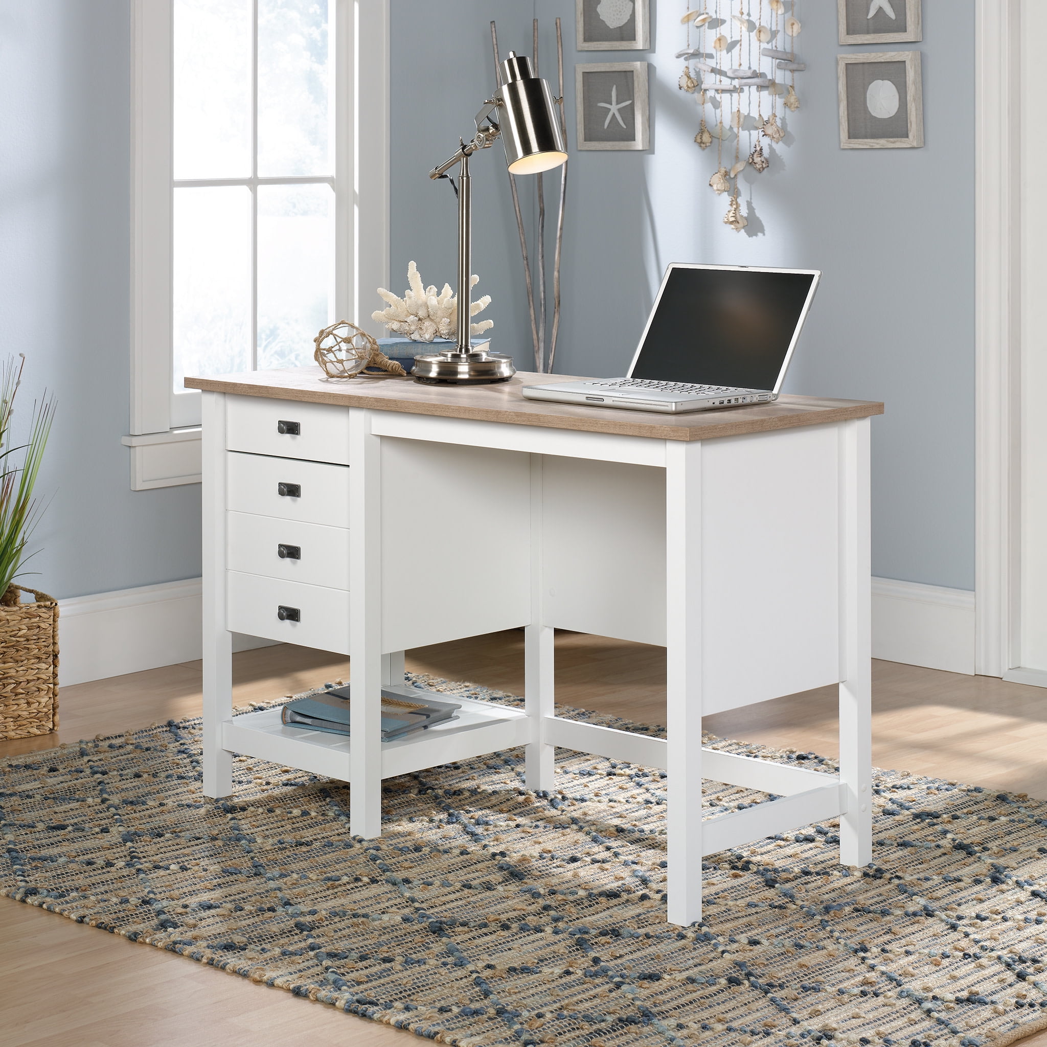 Sauder Cottage Road Single Ped Desk Soft White