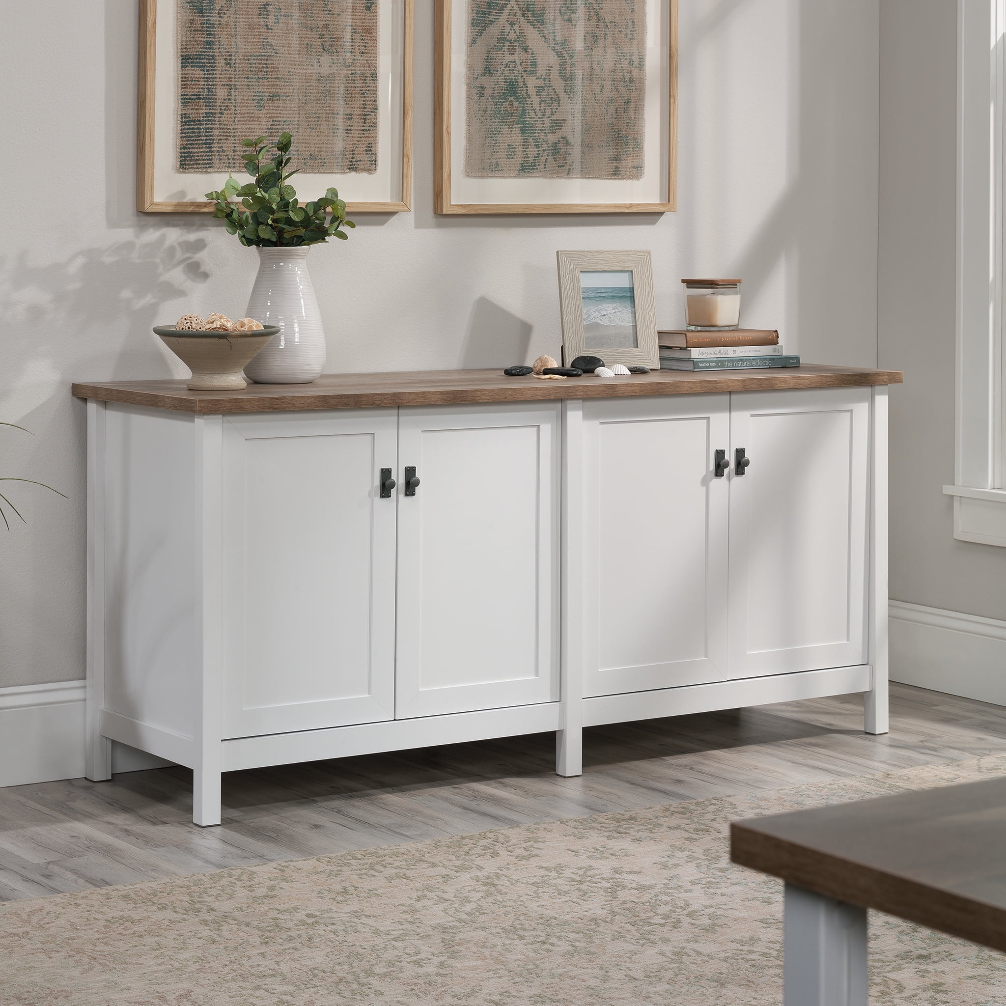 White and Oak Cottage Road Storage Credenza