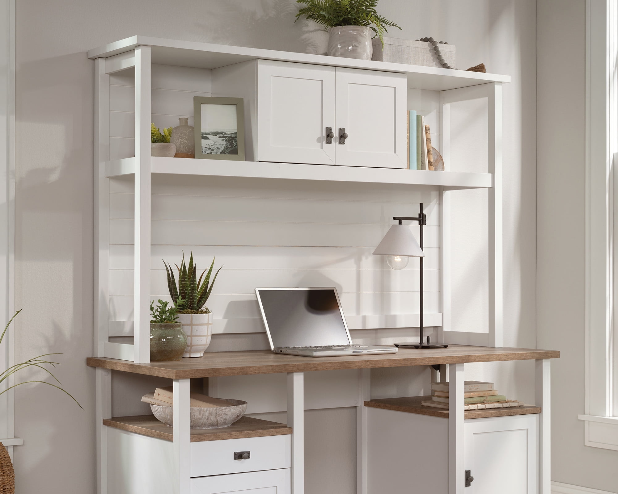 Sauder Cottage Road ® White Desktop Hutch Organizer with Doors