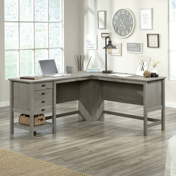 Sauder Cottage Road L-Shaped Desk, Mystic Oak Finish