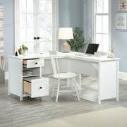 Sauder County Line L-Shaped Desk with File Drawer, Soft White Finish