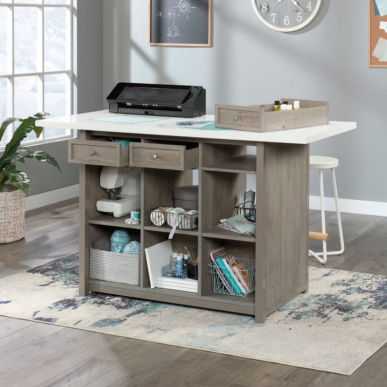 Sauder Craft Pro Series Engineered Wood Craft Table in Mystic Oak