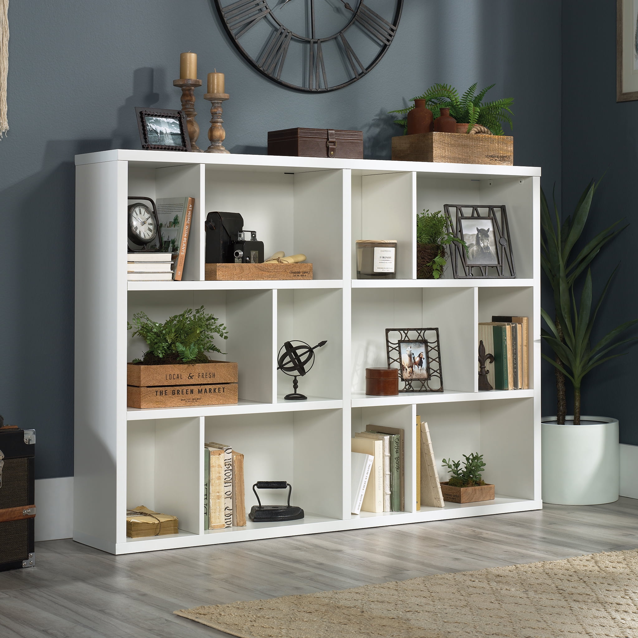 Sauder Cubby Display Bookcase Glacier White Finish