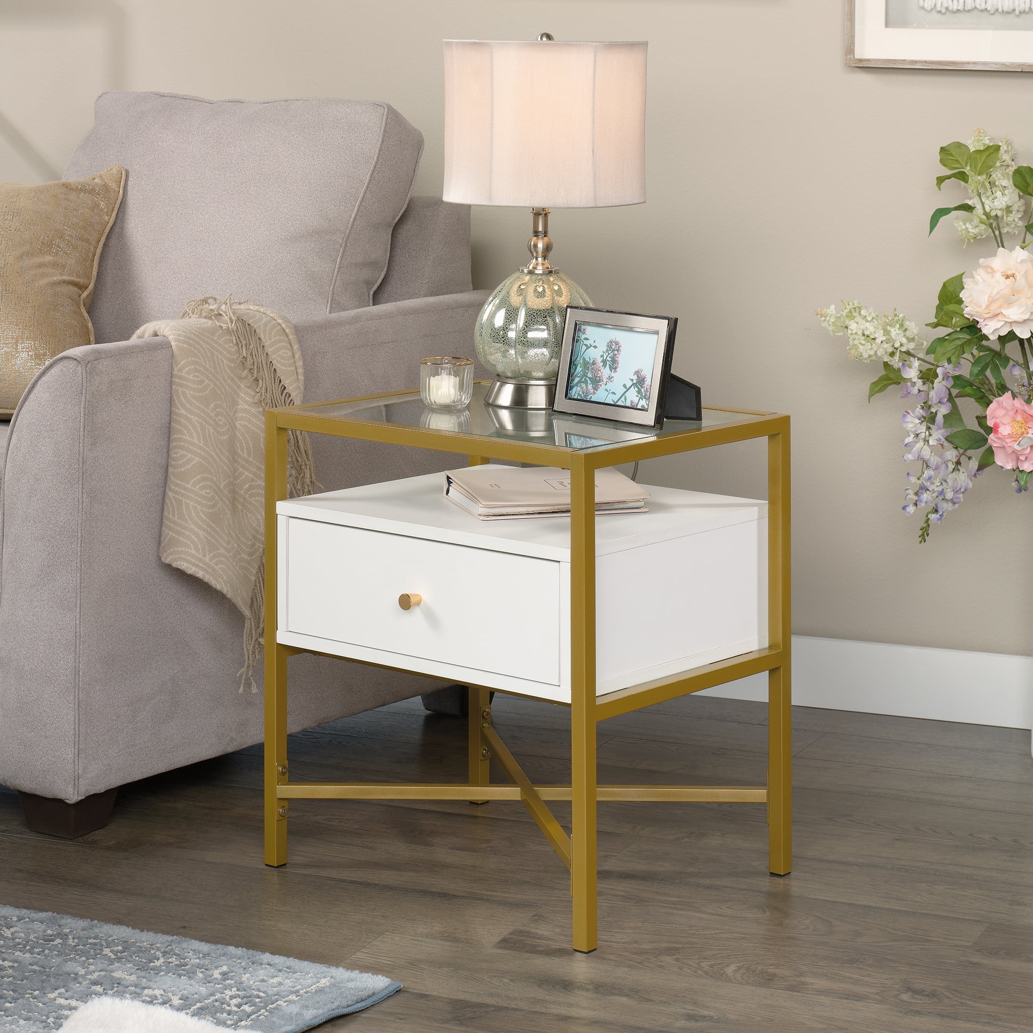 Sauder Curiod Accent Storage, Rich Walnut Finish