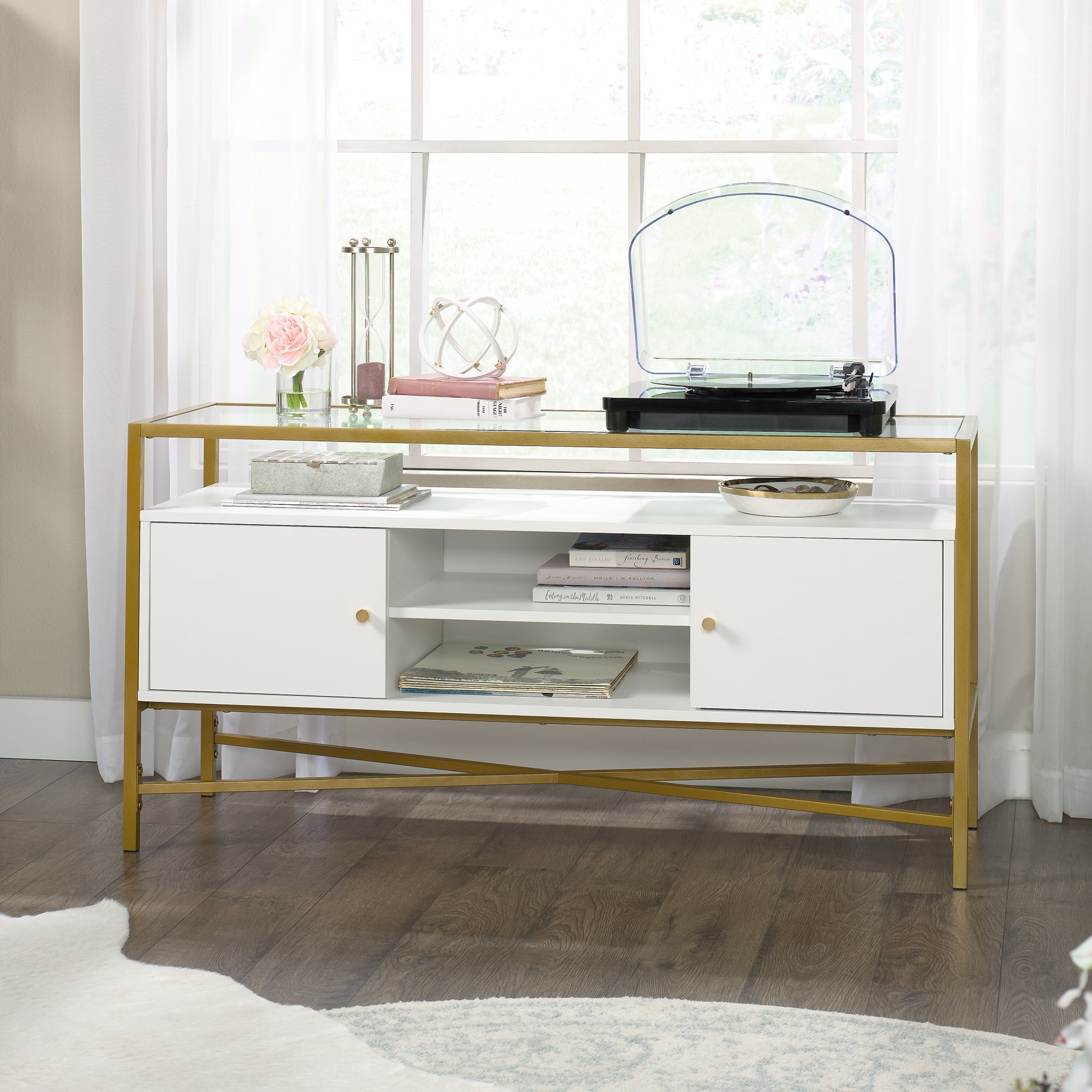 Sauder Curiod TV Stand for TV's up to 55", White Finish