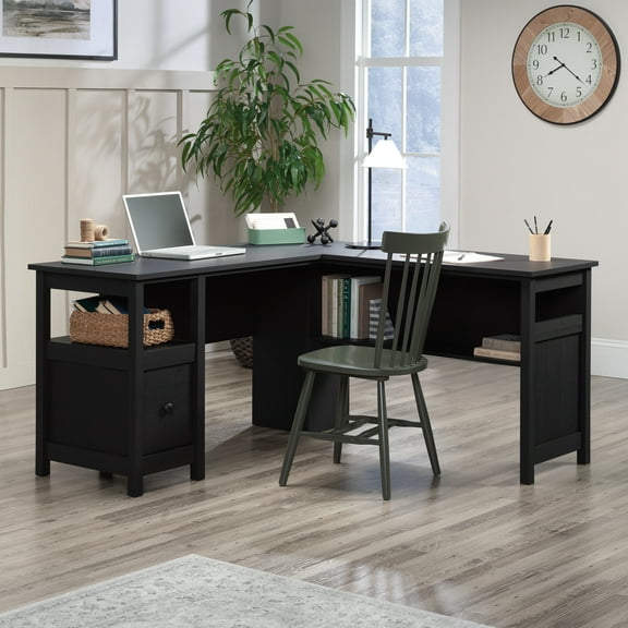 Sauder Dawson Trail L-Shaped Computer Desk, Raven Oak Finish