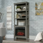 Sauder Display Bookshelf with Electric Fireplace, Mystic Oak Finish