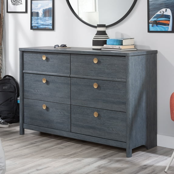 Sauder Dover Edge 6-Drawer Dresser, Denim Oak Finish