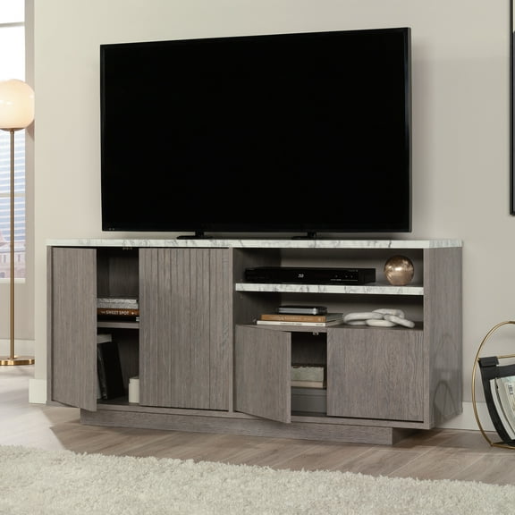 Sauder East Rock Engineered Wood Credenza in Ashen Oak Finish