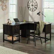 Sauder Edge Water L-Shaped Home Office Desk with Drawers, Estate Black Finish