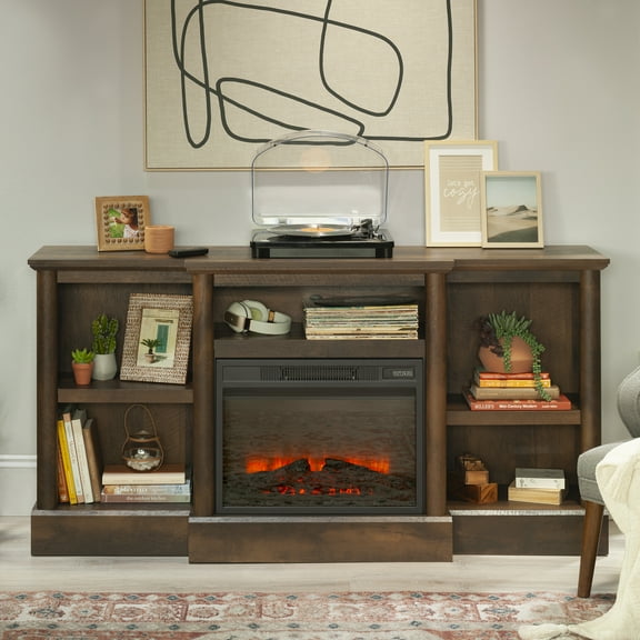 Sauder Fireplace TV Stand for TV's up to 75", Barrel Oak Finish