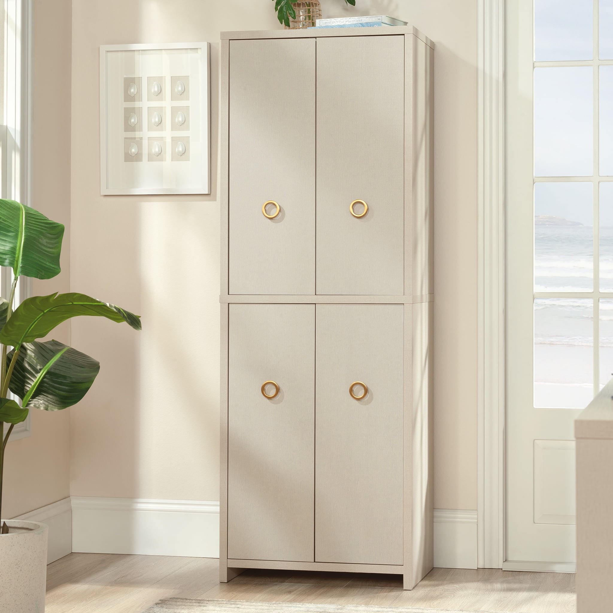 Sauder Grand Coast Engineered Wood Storage Cabinet in Dove Linen/Off White