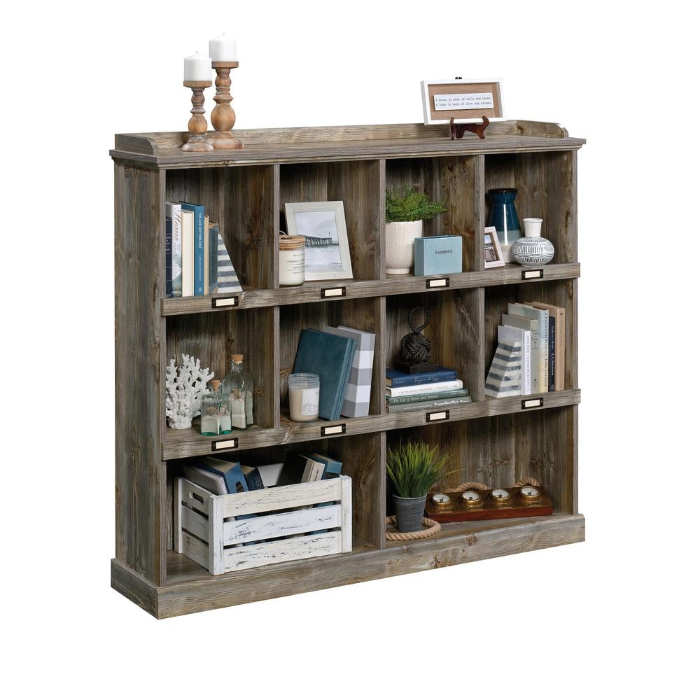 Rustic Cedar 10-Cubby Adjustable Wood Bookcase in Gray