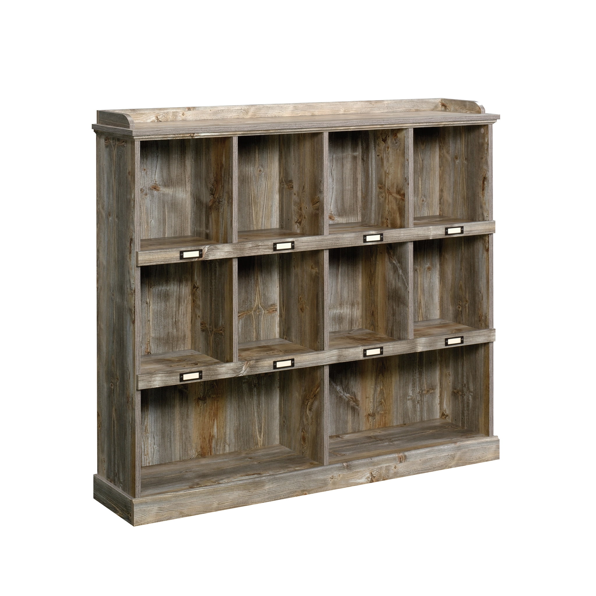 Rustic Cedar 10-Cubby Adjustable Wood Bookcase in Gray