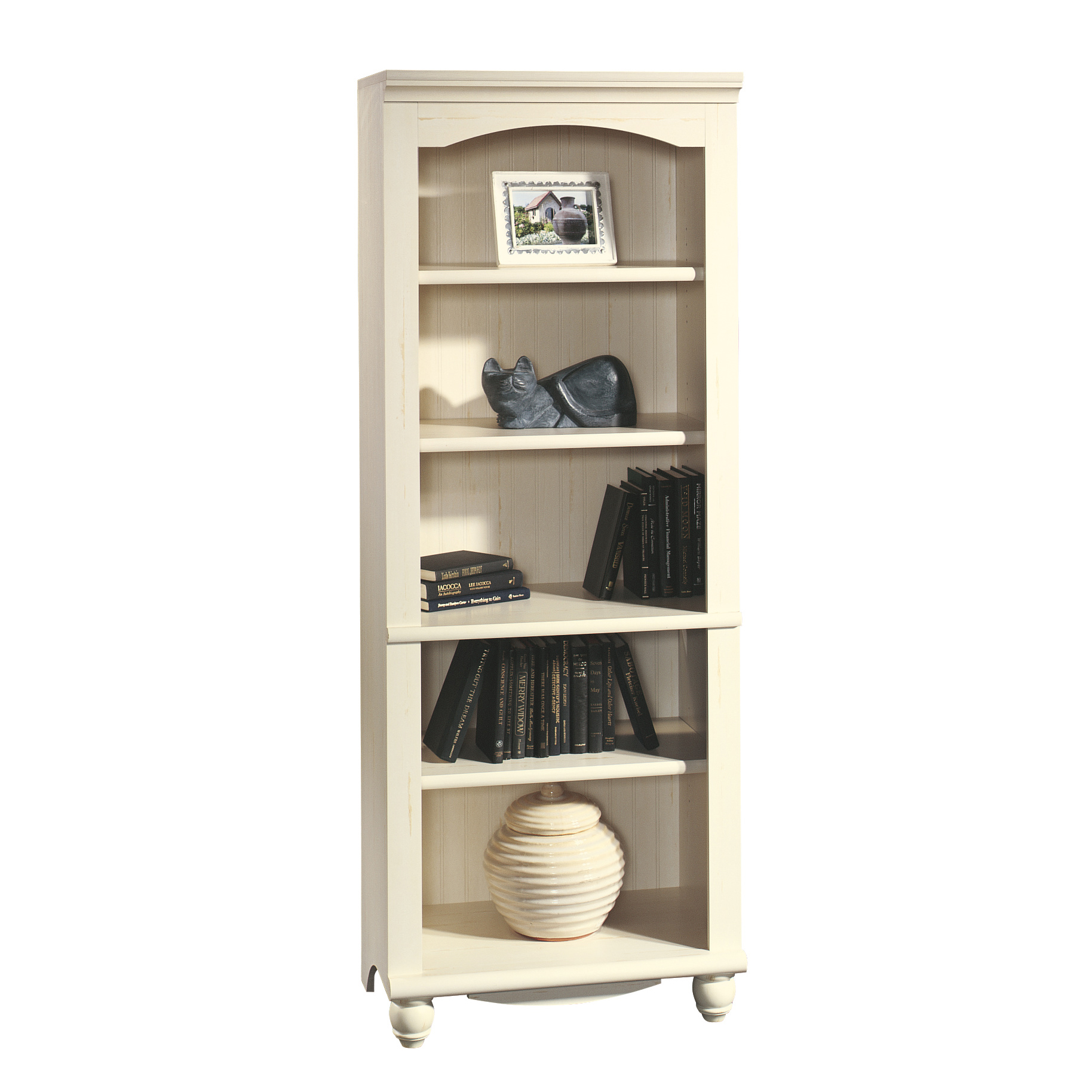 Sauder Harbor View 72" Library Bookcase, Antiqued White Finish - image 1 of 6