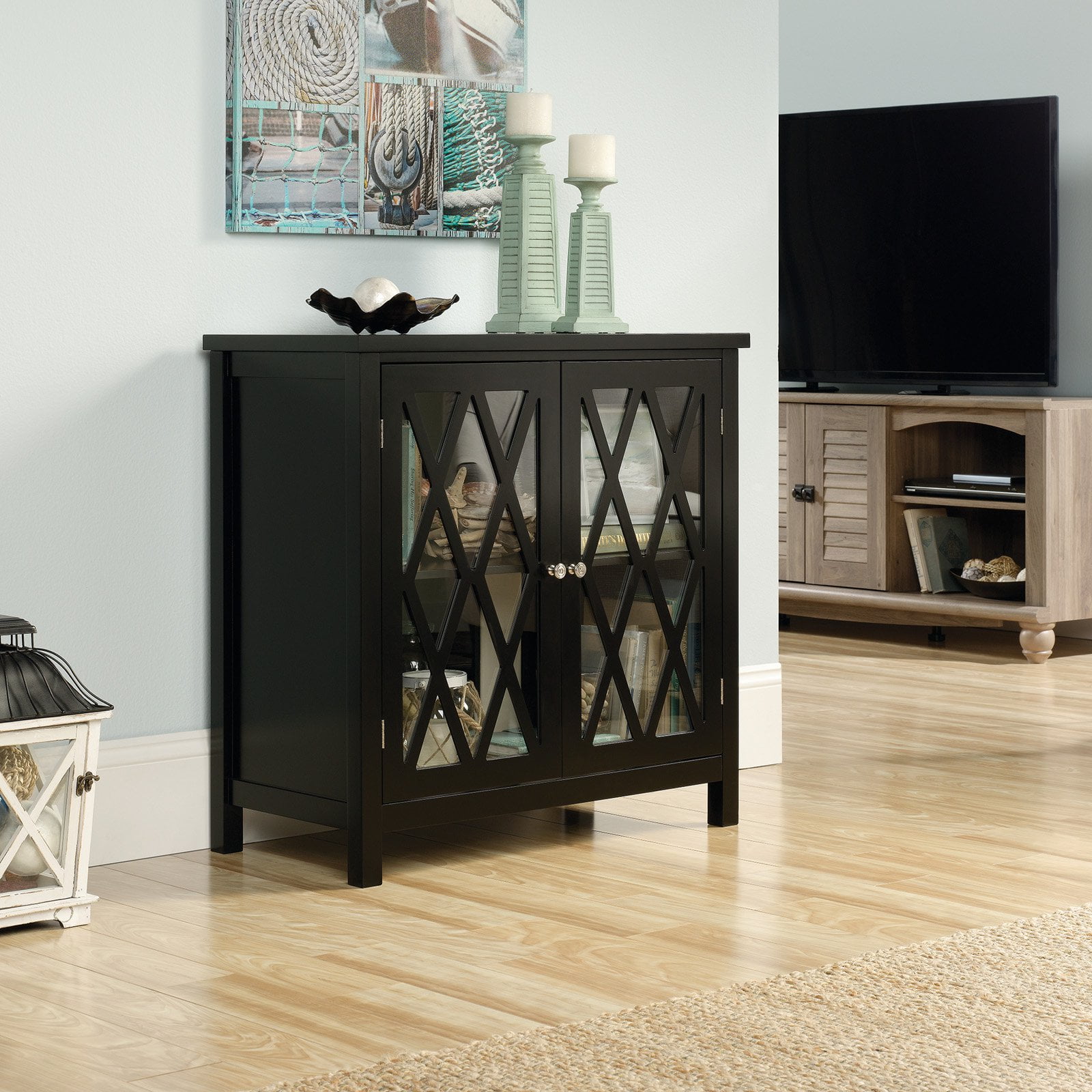Sauder Harbor View Accent Storage Cabinet Black Finish Walmart
