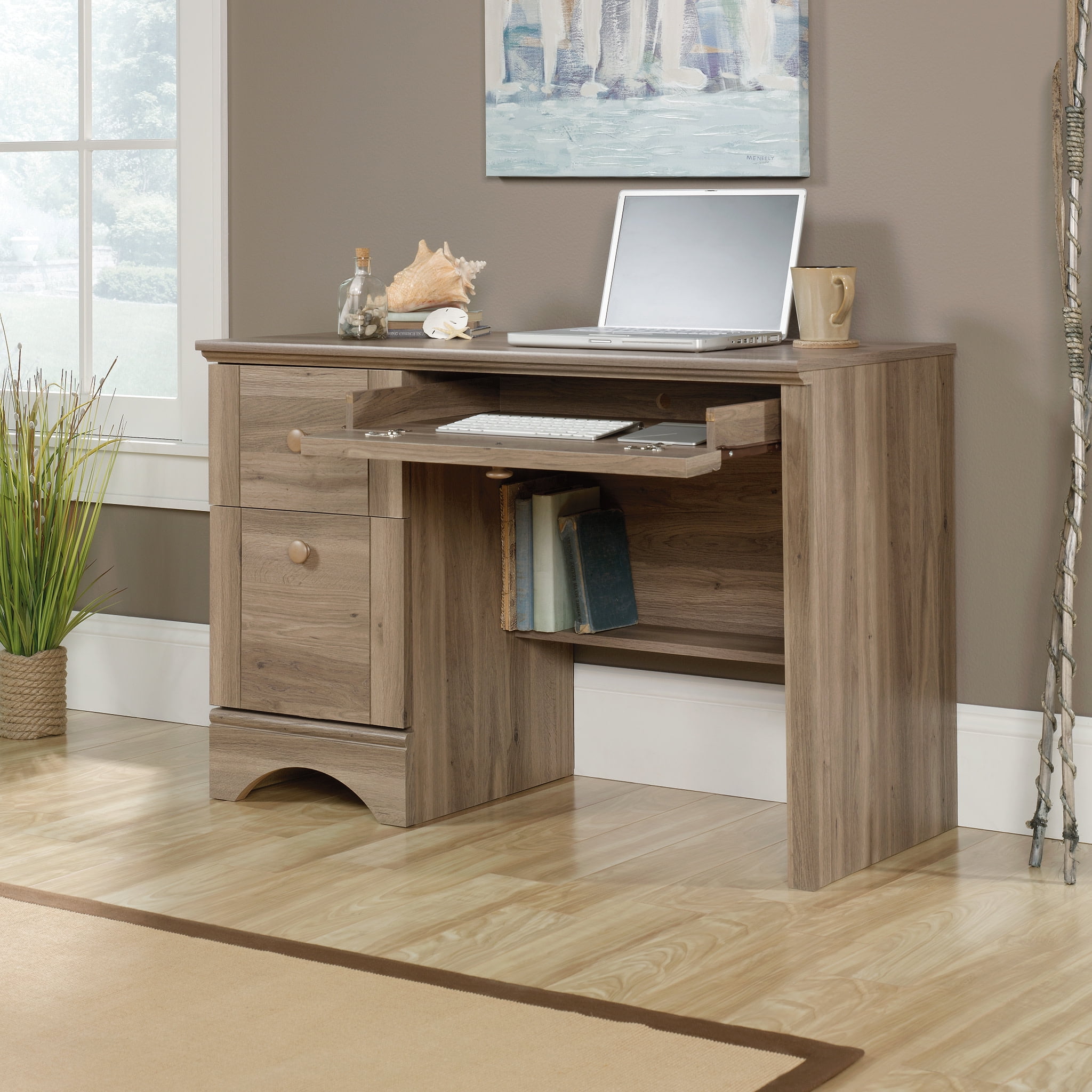 Sauder harbor view computer desk with hutch stores discount
