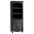 Sauder Harbor View Library Bookcase with Doors, Antiqued Paint Finish