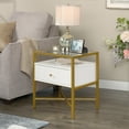 thumbnail image 1 of Sauder Harper Heights 1 Drawer Glass Top End Table in White and Gold, 1 of 12