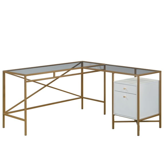 Sauder Harper Heights L-Desk, White Finish