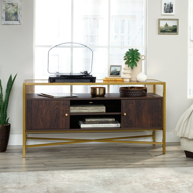 Sauder Harper Heights TV Stand For TVs up to 55", Rich Walnut Finish