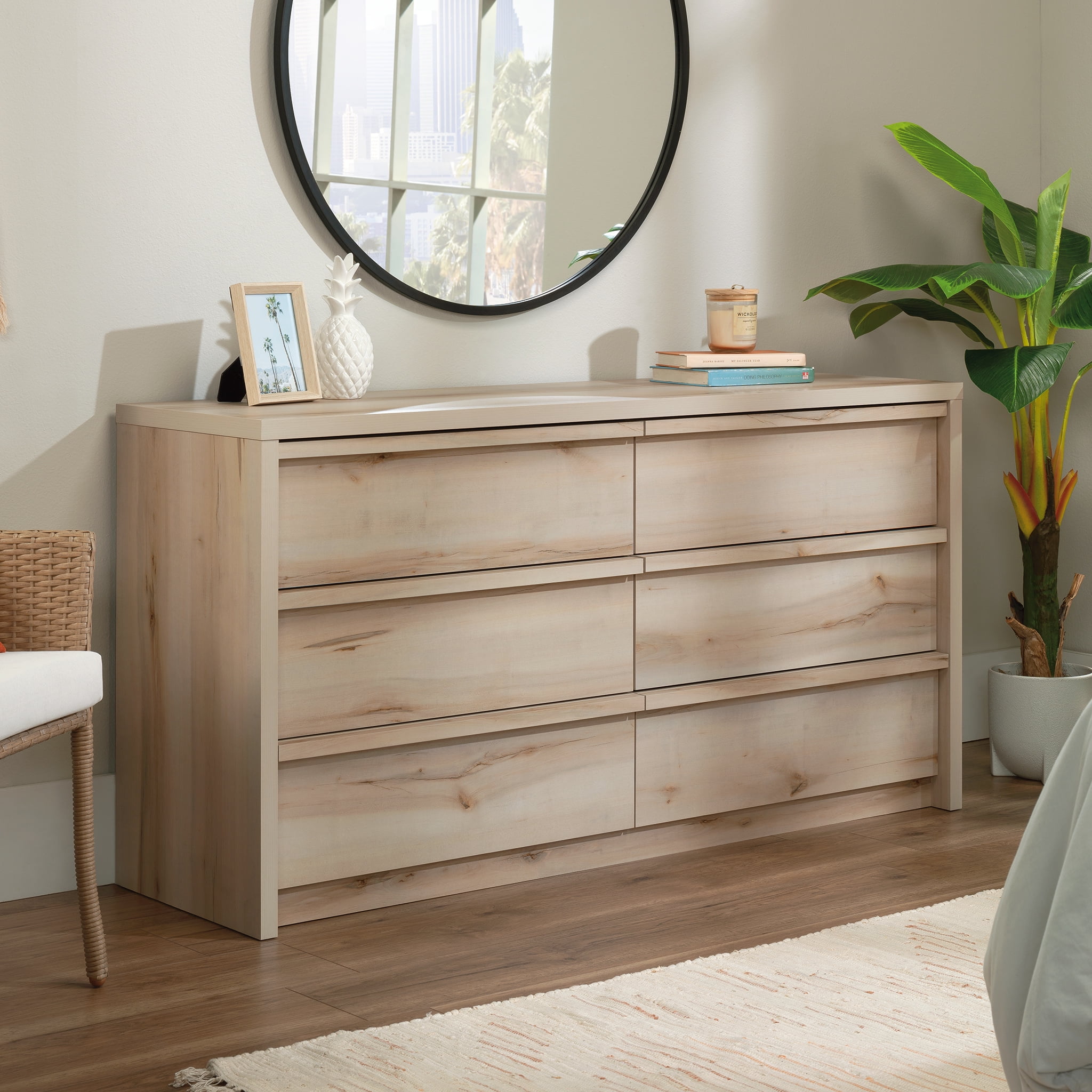 Sauder Harvey Park 6 Drawer Bedroom Dresser Pacific Maple Finish
