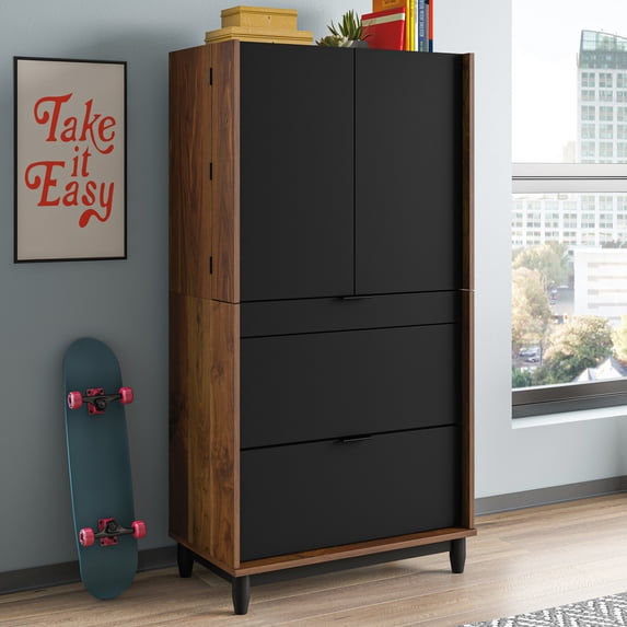 Sauder Harvey Park Computer Cabinet, Grand Walnut Finish