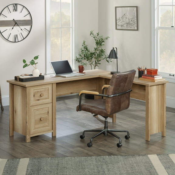 Sauder Hillmont Farm 1-Drawer L-Desk, Timber Oak Finish