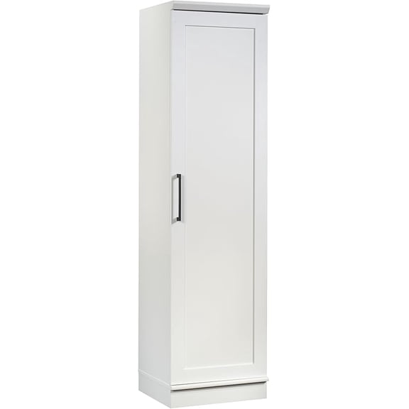 Sauder HomePlus Narrow Pantry Storage Cabinet Slim Single Door with Adjustable Shelves, Kitchen Laundry Bathroom Storage Cabinet, in Soft White