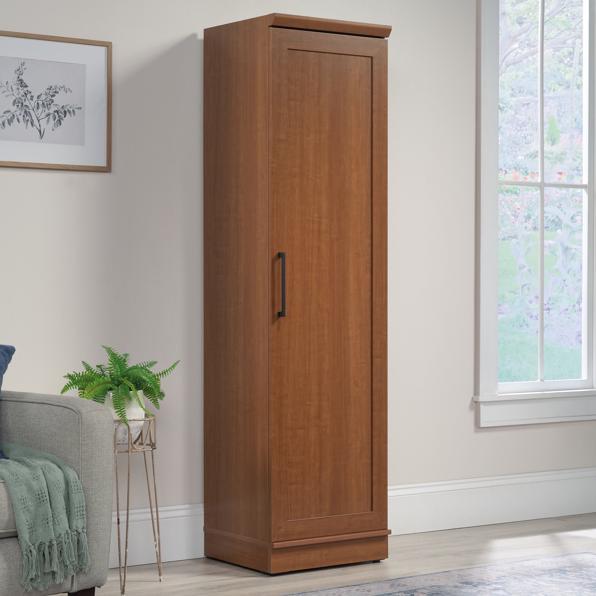 Sienna Oak Tall Single Door Pantry Cabinet with Adjustable Shelves