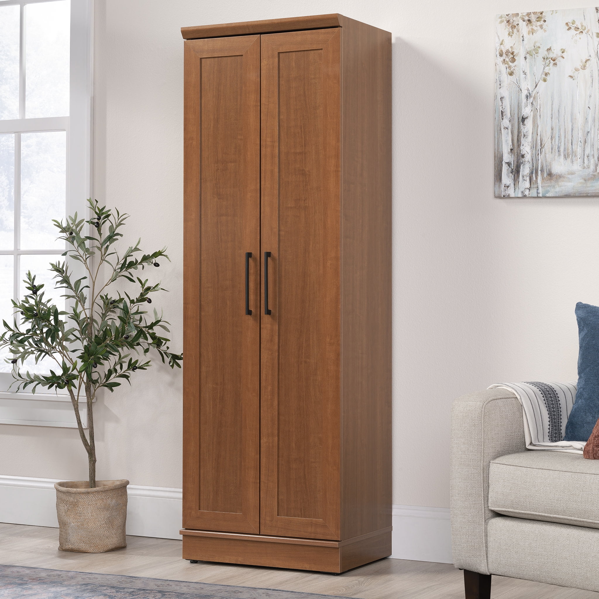 Sienna Oak Tall Engineered Wood Storage Cabinet