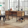 thumbnail image 1 of Sauder Iron City Industrial Double Pedestal Office Desk, Checked Oak Finish, 1 of 12