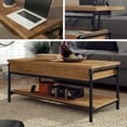thumbnail image 1 of Sauder Iron City Industrial Pipe Lift-Top Coffee Table, Checked Oak Finish, 1 of 12