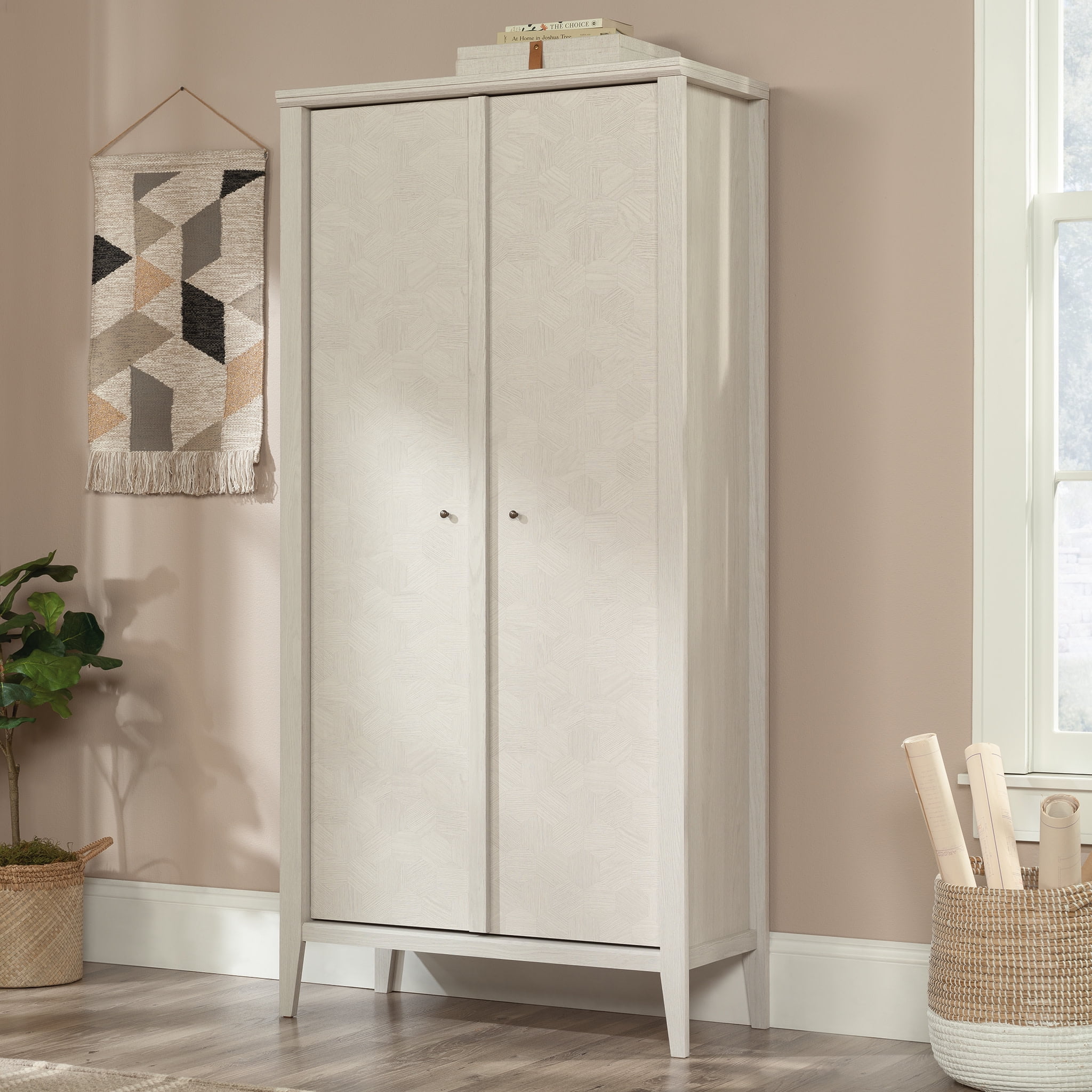 Glacier Oak Freestanding Storage Cabinet with Adjustable Shelves
