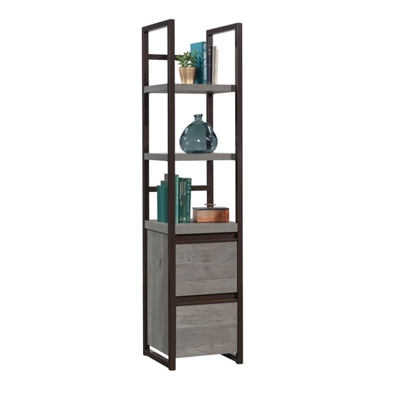 Sauder Manhattan Gate Engineered Wood Narrow Storage Tower in Mystic Oak