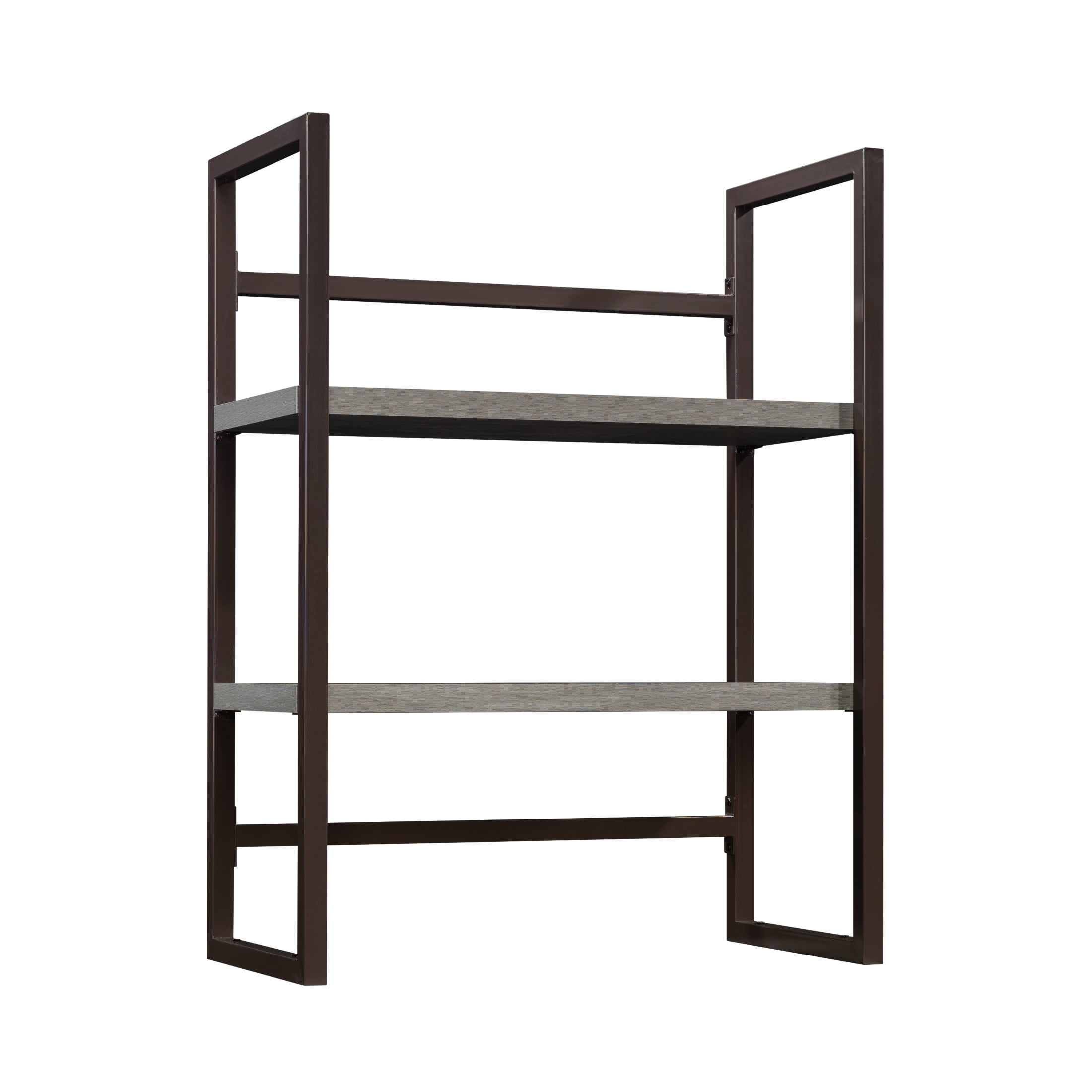 Mystic Oak Gray 2-Shelf Library Hutch with Metal Frame