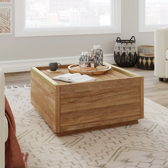 Sauder Manhattan Gate Modern Square Coffee Table, Sindoori Mango Finish