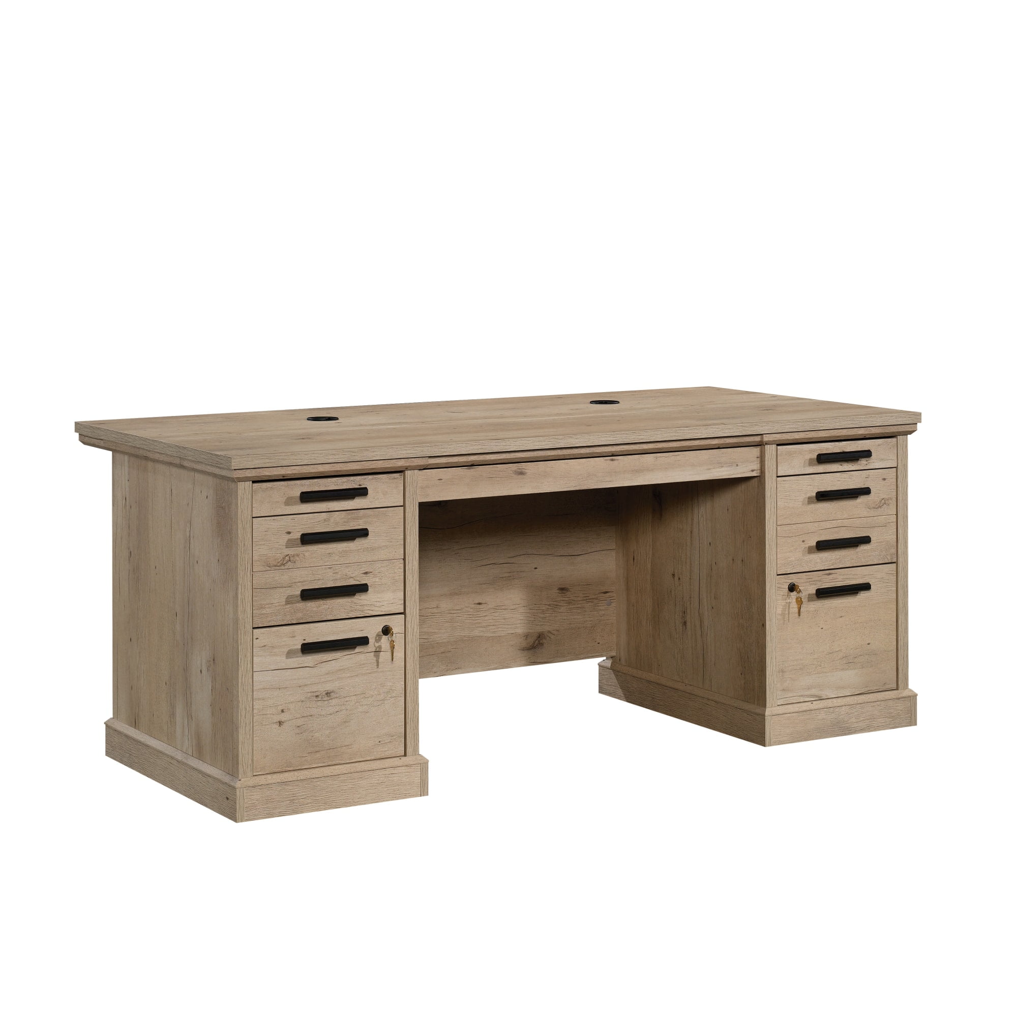 Prime Oak 72" Executive Desk with Drawers and Filing Cabinet