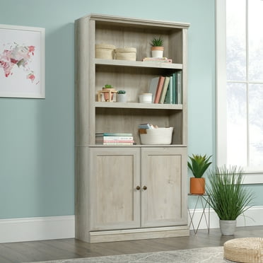 Sauder Select 3-Shelf/2-Door Tall Bookcase, Chalked Chestnut Finish