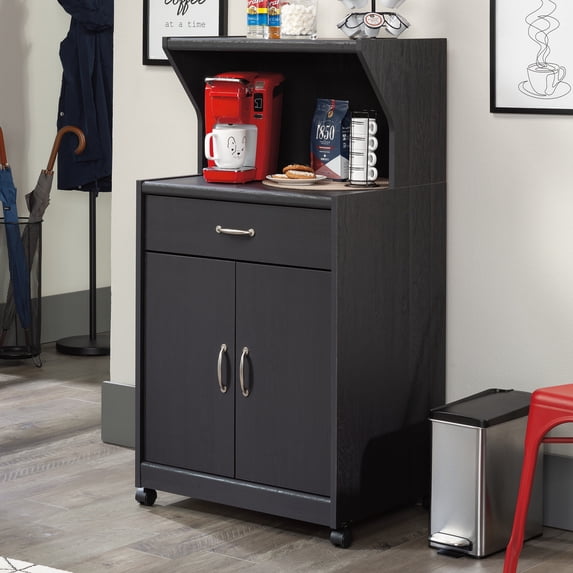 Sauder Microwave Kitchen Cart, Raven Oak Finish