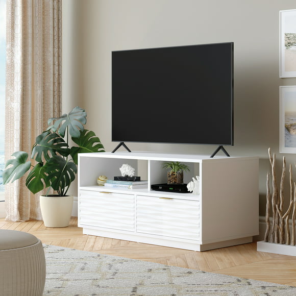 Sauder Morgan Main 2-Drawer TV Stand with Open Storage, White Finish