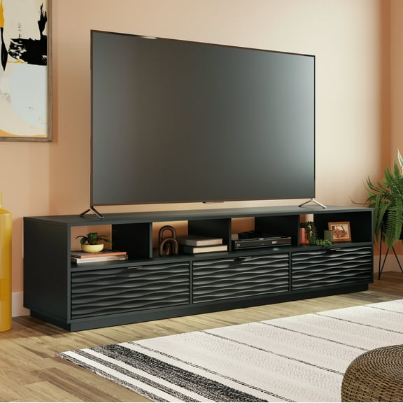 Sauder Morgan Main TV & Entertainment Credenza for TV's up to 80", Black Finish
